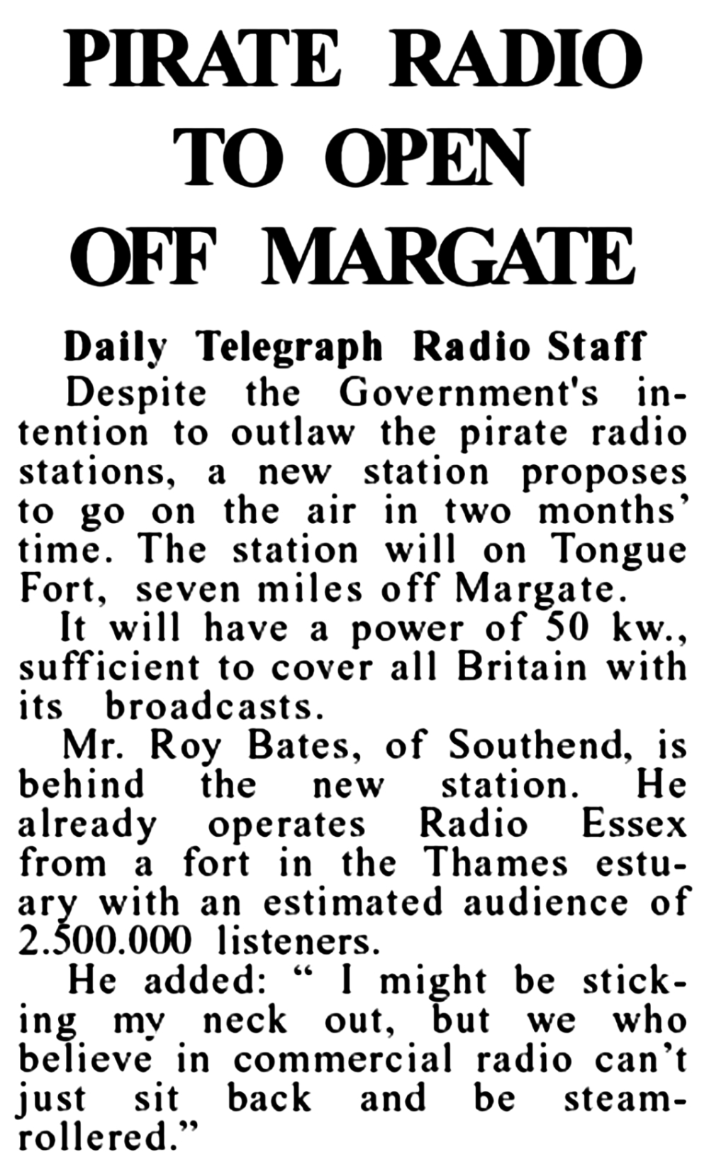 Daily Telegraph 5th September 1966